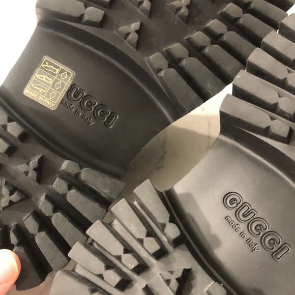 Gucci Platform Perforated GG Sandal Lug Sole Rubber Slides Closed Toe Black - Picture 16 of 16